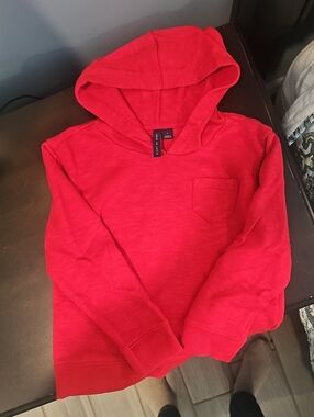 Janie and Jack Red Hooded Pullover Sweatshirt with Chest Pocket